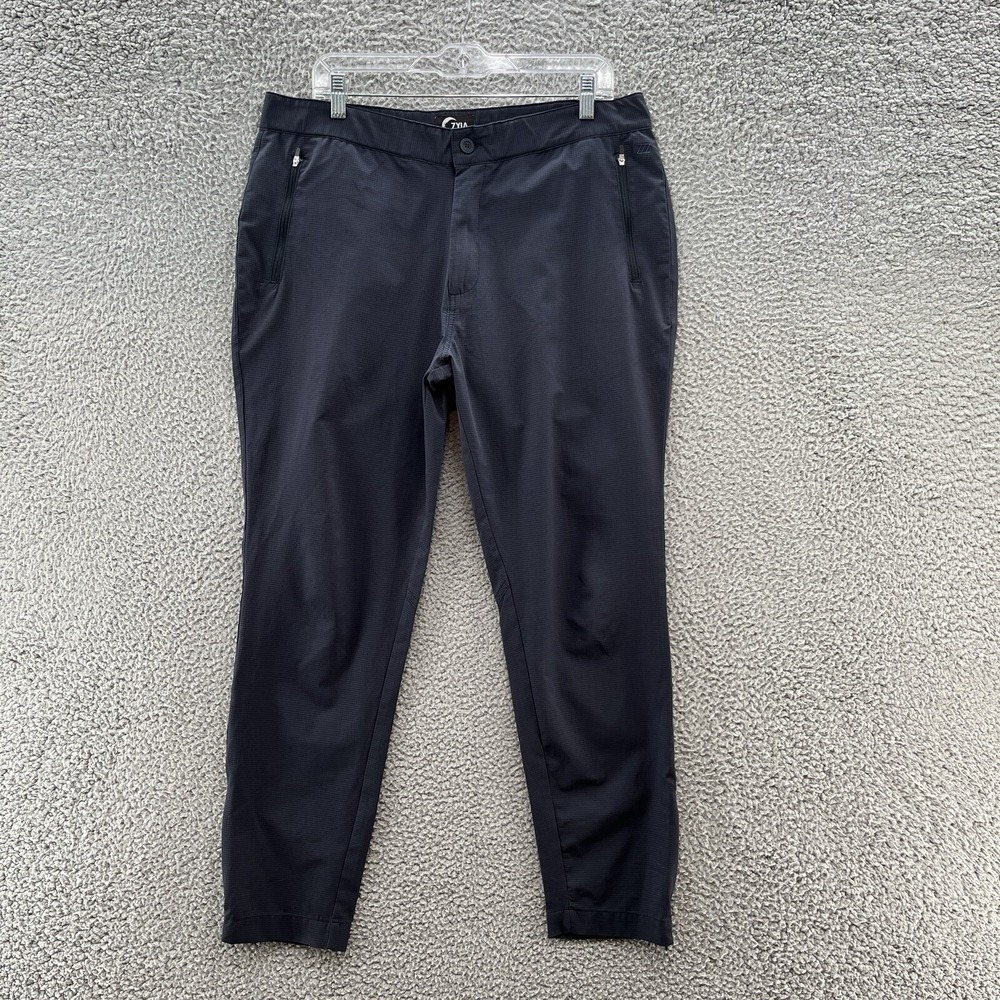 Zyia Active Pants Men Large Navy‎ Performance Stretch Tech Ankle Zip Athletic